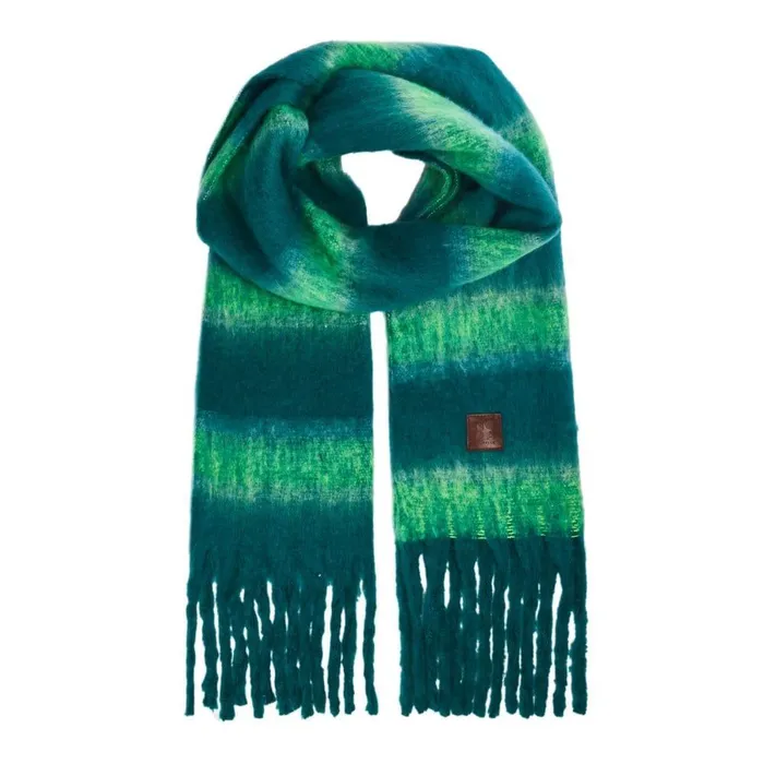 Women Moda In Pelle Scarves Zelenascarf Teal Textile