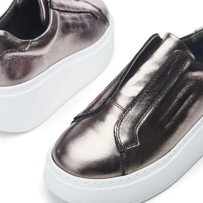 Women Moda In Pelle SlipOn Trainers Bsoleful BAxell Pewter Leather Women Moda In Pelle SlipOn Trainers Bsoleful BAxell Pewter Leather