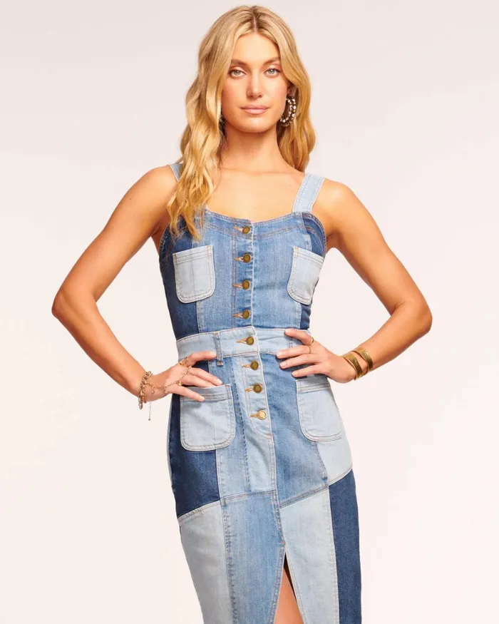 Women Monica Denim Midi Dress Medium Wash Ramy Brook Dresses