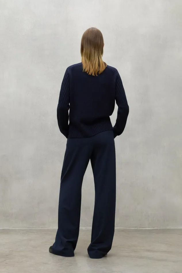 Women Navy Blue Miel Trousers Ecoalf Trousers