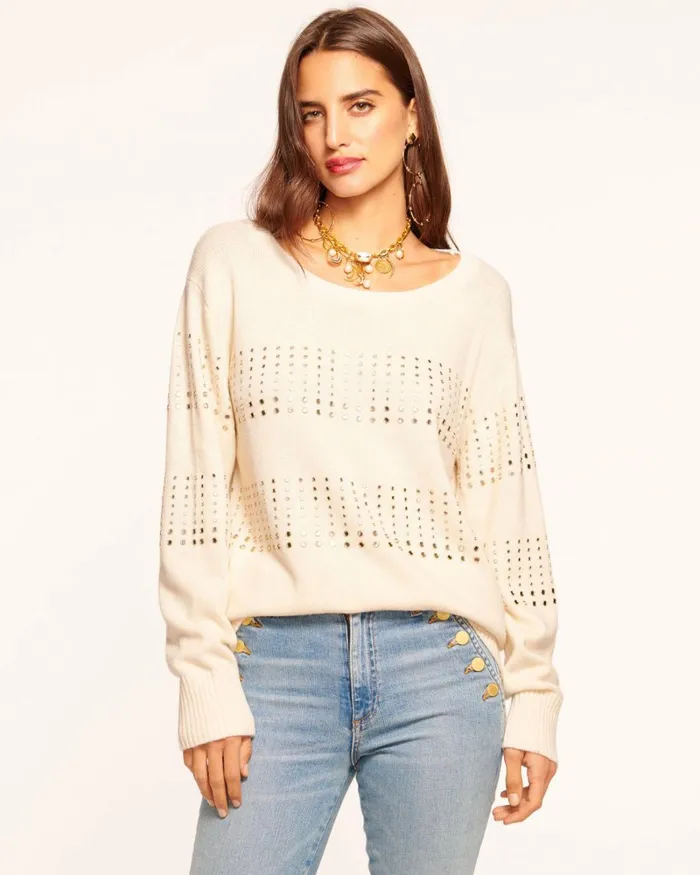 Women Nayeli Embellished Sweater Ivory Ramy Brook Tops
