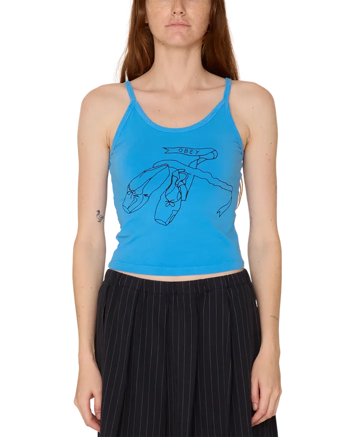 Women OBEY Clothing BALLET BRYN TANK Azure Blue TSHIRTS