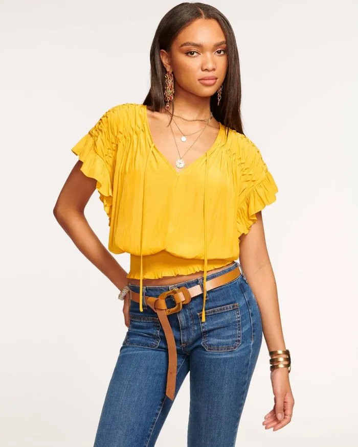 Women Olivia Flutter Sleeve Top Navy Ramy Brook Tops
