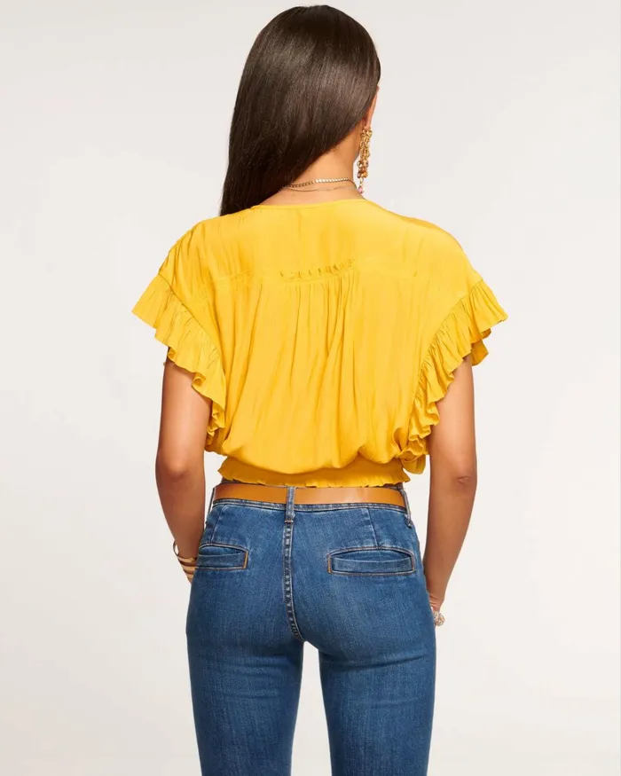 Women Olivia Flutter Sleeve Top Navy Ramy Brook Tops