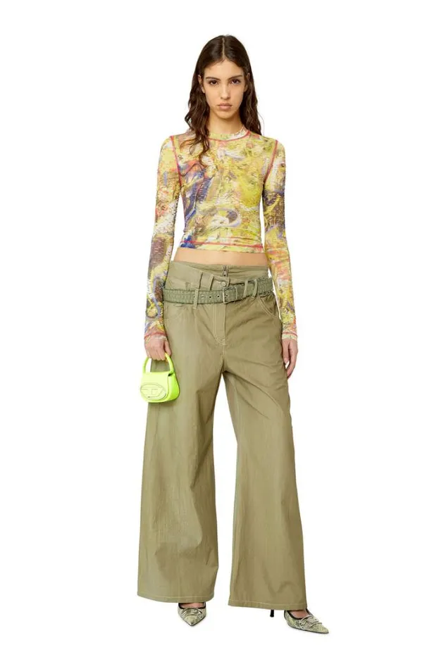 Women PIllin Military Green Diesel Trousers And Shorts