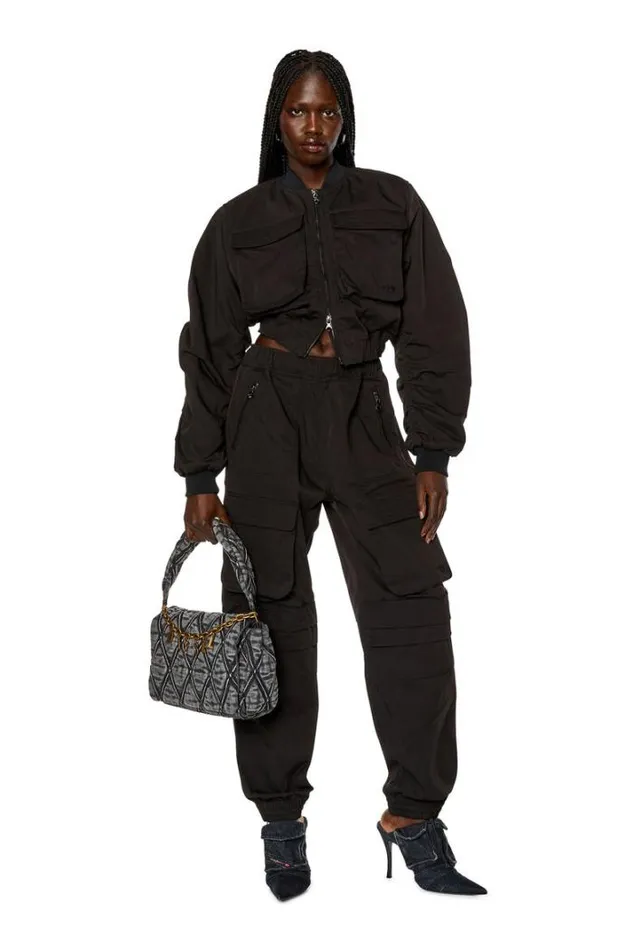 Women PMirt Black Diesel Trousers And Shorts
