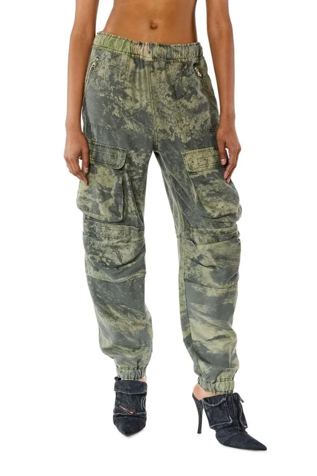 Women PMirtCmf Military Green Diesel Trousers And Shorts Women PMirtCmf Military Green Diesel Trousers And Shorts