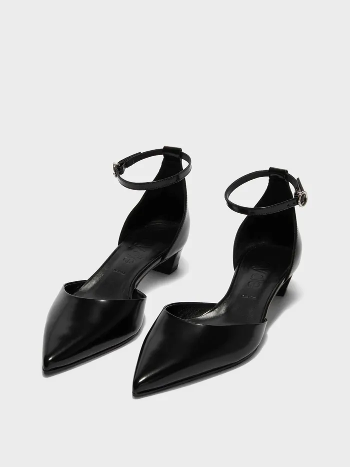 Women Perrine Polished Leather AnkleStrap Pumps Aeyde Pumps