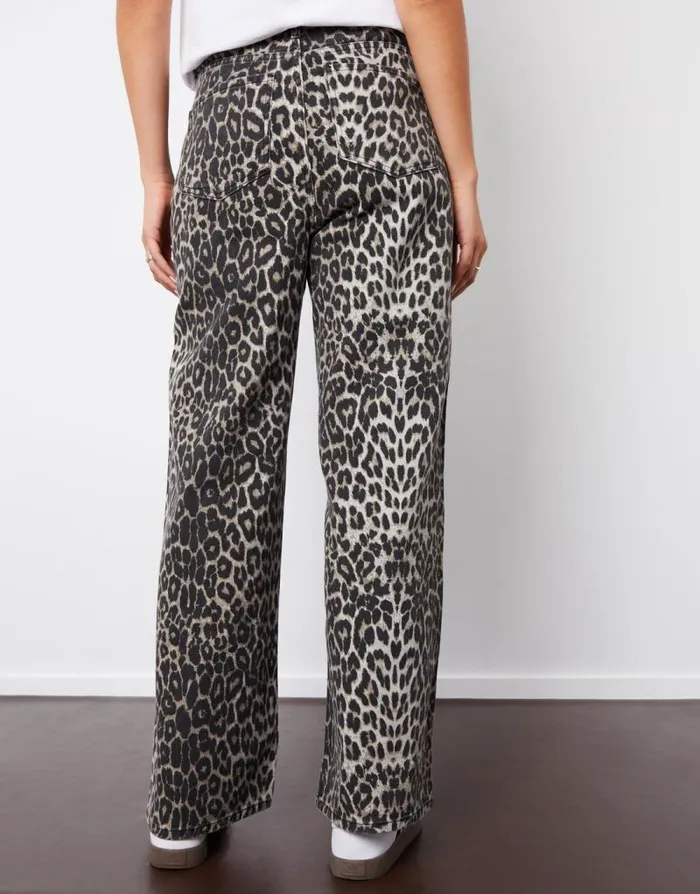 Women Petite Leopard Print Wide Leg Denim Jeans Threadbare Jeans Women Petite Leopard Print Wide Leg Denim Jeans Threadbare Jeans