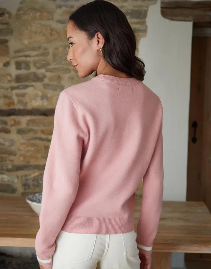Women Pink Varsity Knitted Jumper Threadbare Jumpers Women Pink Varsity Knitted Jumper Threadbare Jumpers