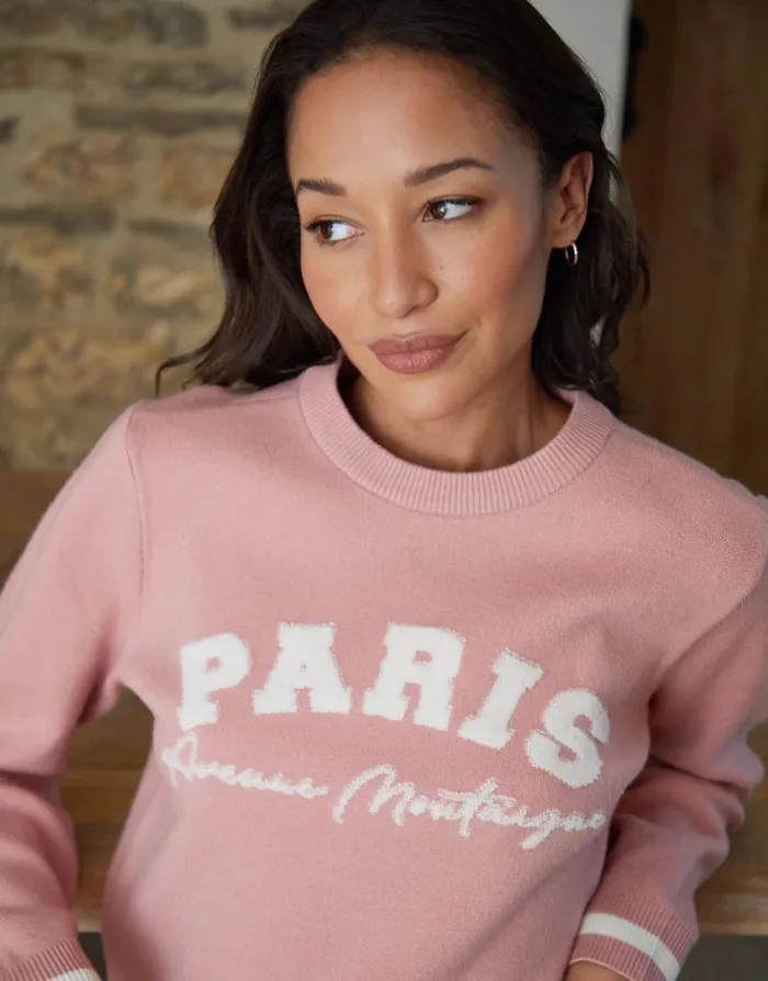 Women Pink Varsity Knitted Jumper Threadbare Jumpers Women Pink Varsity Knitted Jumper Threadbare Jumpers