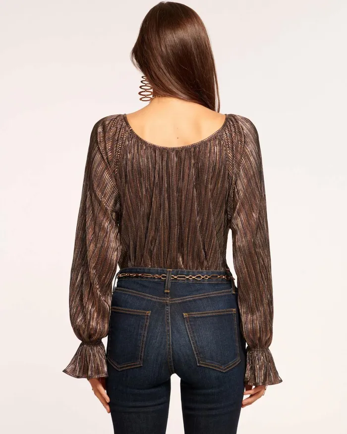 Women Presley Long Sleeve Blouse Neutral Lame Ramy Brook Tops Women Presley Long Sleeve Blouse Neutral Lame Ramy Brook Tops