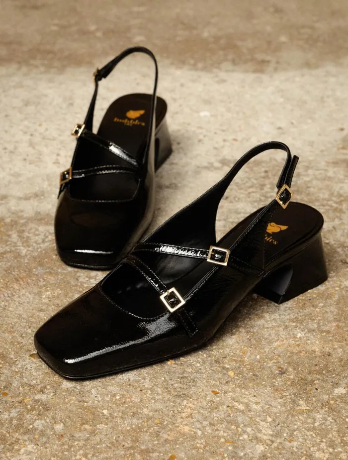Women Pumps and Mary Janes Bobbies Becca Black Vinyl Women Pumps and Mary Janes Bobbies Becca Black Vinyl