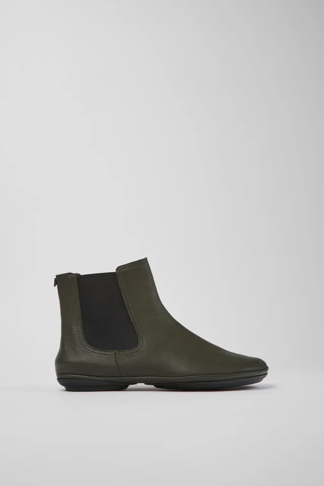 Women Right Green Leather Ankle Boots Camper Ankle Boots Women Right Green Leather Ankle Boots Camper Ankle Boots