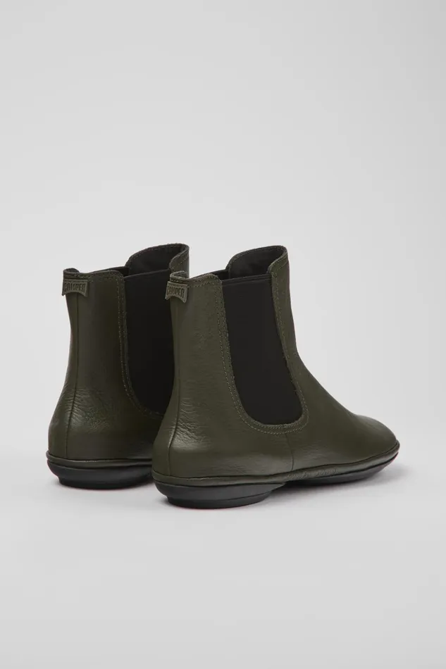 Women Right Green Leather Ankle Boots Camper Ankle Boots Women Right Green Leather Ankle Boots Camper Ankle Boots
