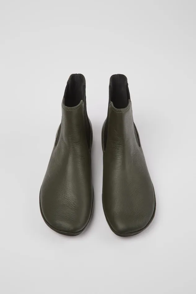 Women Right Green Leather Ankle Boots Camper Ankle Boots Women Right Green Leather Ankle Boots Camper Ankle Boots
