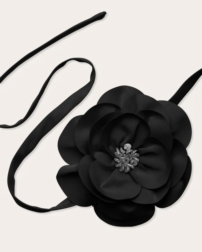Women Rose Convertible Belt Necklace Black Ramy Brook Belts