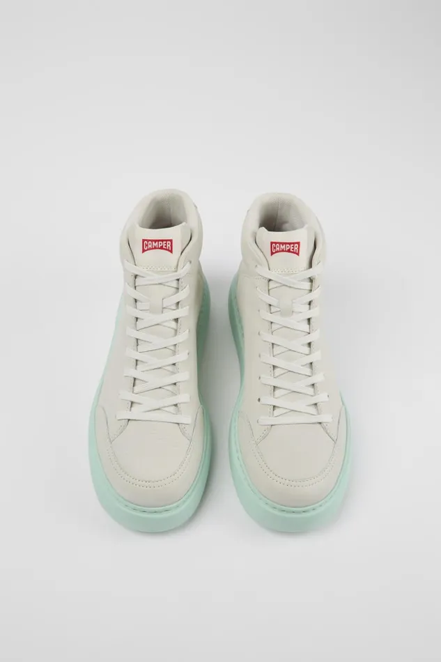 Women Runner K21 White Leather Sneaker Bootie Camper Ankle Boots