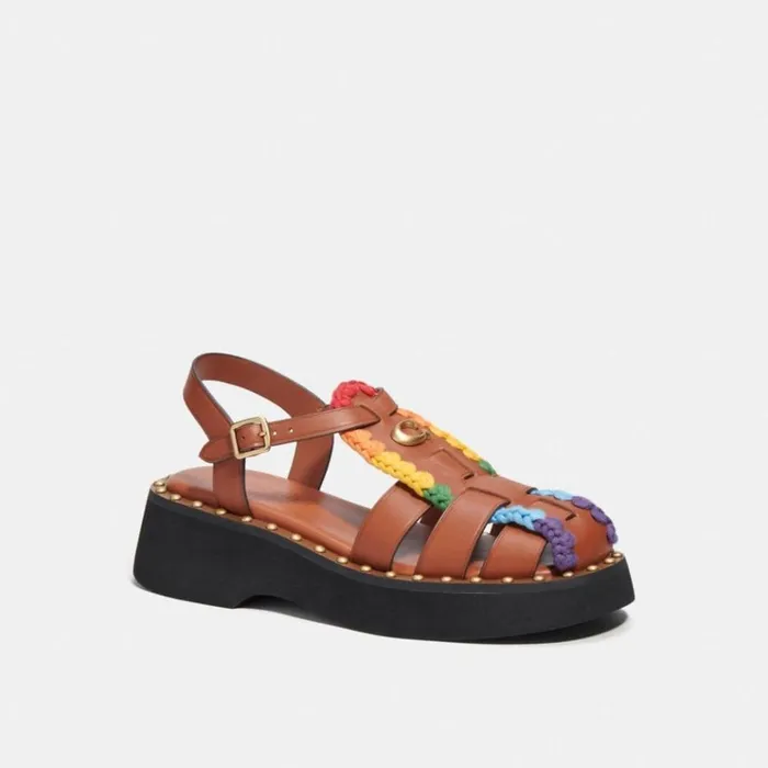 Women Sandals Coach Vivienne Sandal With Rainbow Crochet Burnished Amberrainbow Women Sandals Coach Vivienne Sandal With Rainbow Crochet Burnished Amberrainbow