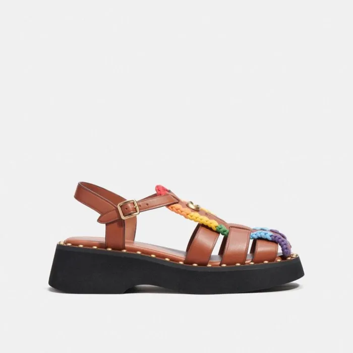 Women Sandals Coach Vivienne Sandal With Rainbow Crochet Burnished Amberrainbow Women Sandals Coach Vivienne Sandal With Rainbow Crochet Burnished Amberrainbow