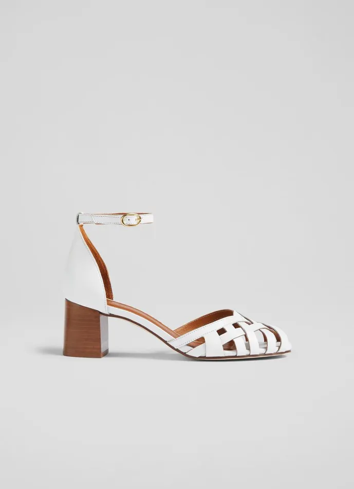 Women Sandals LKBennett Noemia Cream Leather CrissCross Sandals Ecru
