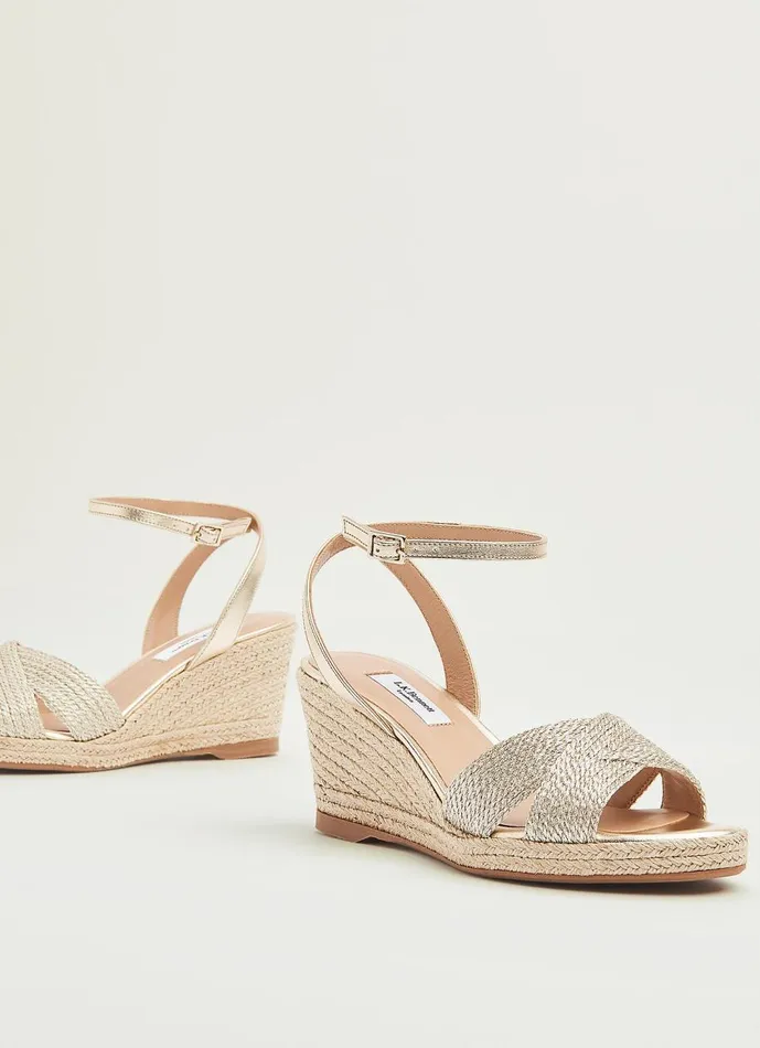 Women Sandals LKBennett Santana Gold Rope Wedges Gold Women Sandals LKBennett Santana Gold Rope Wedges Gold