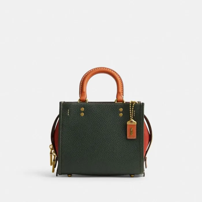 Women Satchels and Top Handles Coach Rogue 20 In Colorblock Brassamazon Green Multi