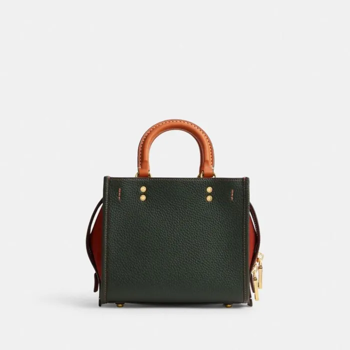 Women Satchels and Top Handles Coach Rogue 20 In Colorblock Brassamazon Green Multi