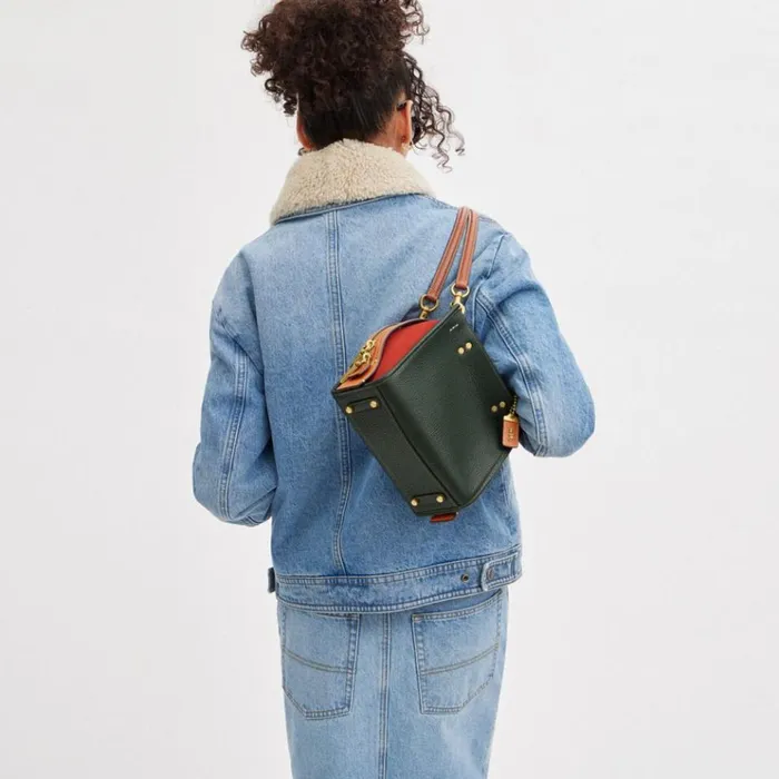 Women Satchels and Top Handles Coach Rogue 20 In Colorblock Brassamazon Green Multi