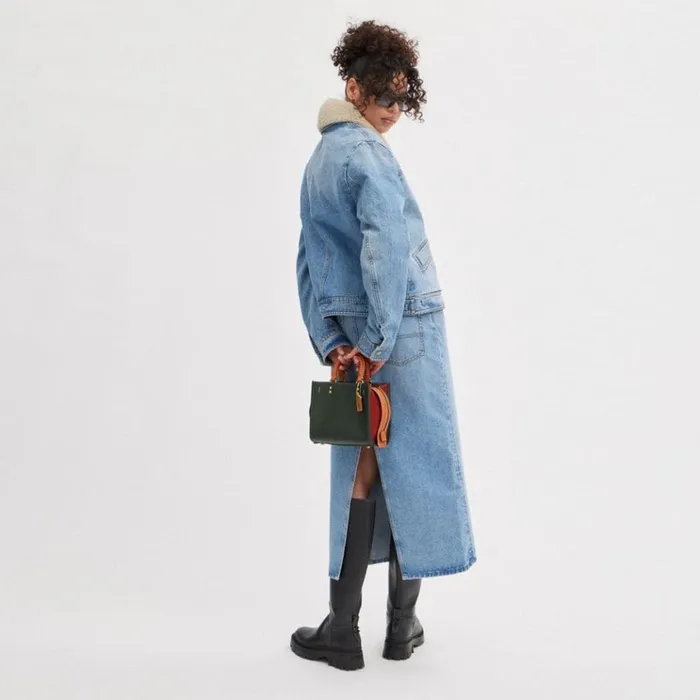 Women Satchels and Top Handles Coach Rogue 20 In Colorblock Brassamazon Green Multi