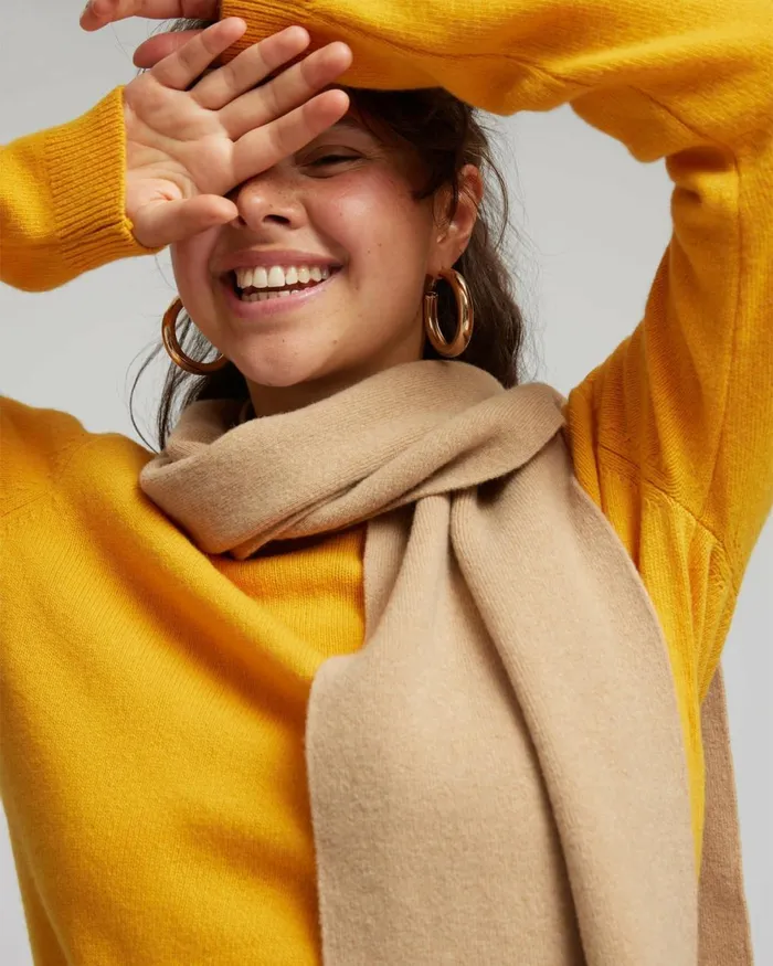 Women Scarves Colorful Standard Merino Wool Scarf Burned Yellow