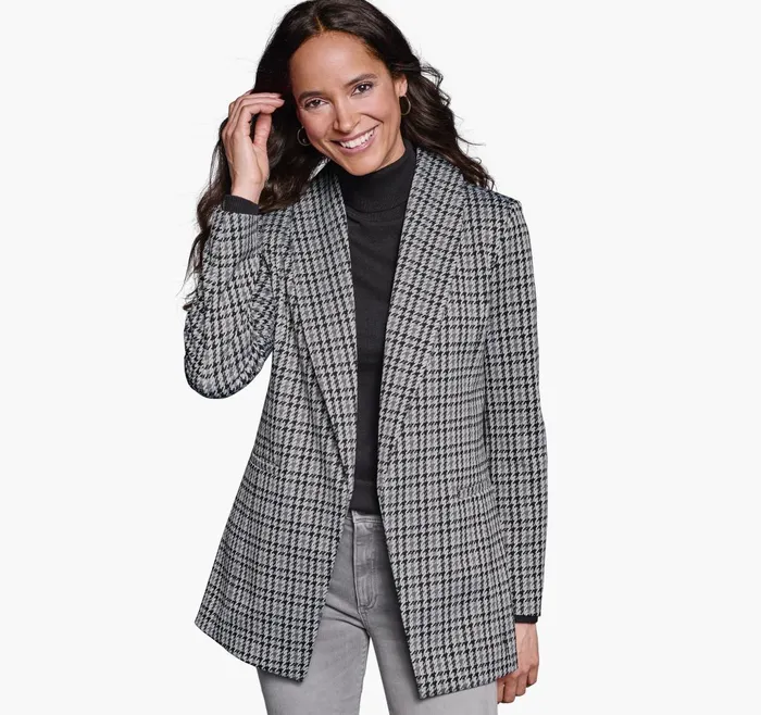 Women ShawlCollar Knit Blazer Blackgray JohnstonandMurphy Shirts Sweaters and Blazers Women ShawlCollar Knit Blazer Blackgray JohnstonandMurphy Shirts Sweaters and Blazers