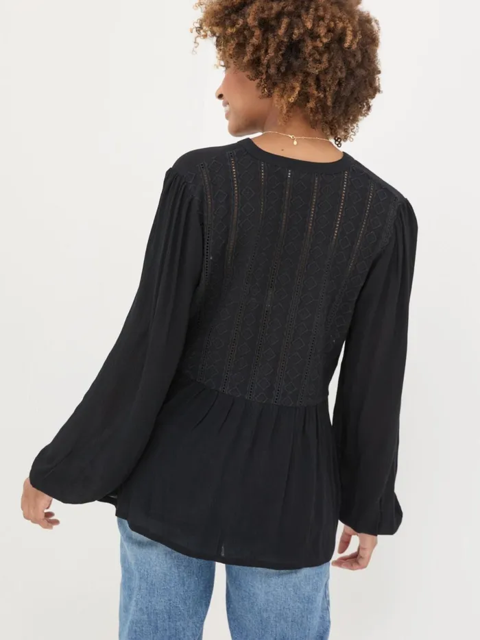 Women Shirts and Blouses Fat Face Black Lou Embroidered Blouse Women Shirts and Blouses Fat Face Black Lou Embroidered Blouse