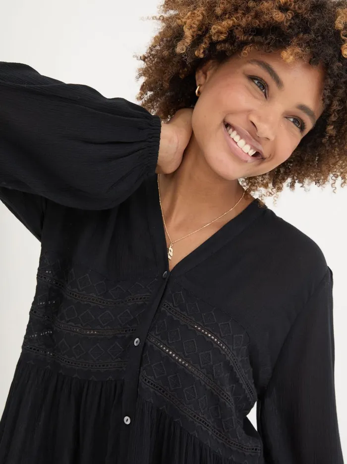 Women Shirts and Blouses Fat Face Black Lou Embroidered Blouse Women Shirts and Blouses Fat Face Black Lou Embroidered Blouse