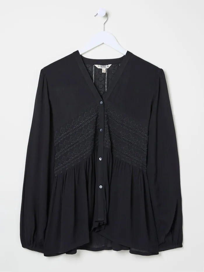 Women Shirts and Blouses Fat Face Black Lou Embroidered Blouse Women Shirts and Blouses Fat Face Black Lou Embroidered Blouse