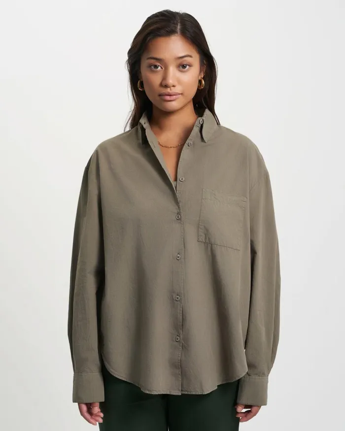 Women Shirts Colorful Standard Organic Oversized Shirt Dusty Olive