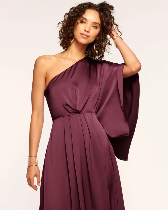 Women Simone One Shoulder Maxi Dress Cabernet Ramy Brook Dresses