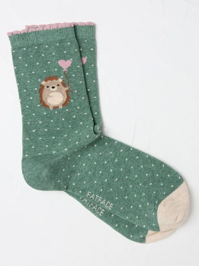 Women Socks and Tights Fat Face Green Hedgehog Socks 1 Pack Size 47