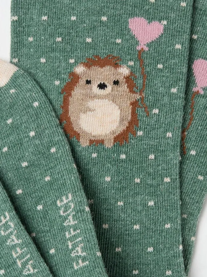 Women Socks and Tights Fat Face Green Hedgehog Socks 1 Pack Size 47