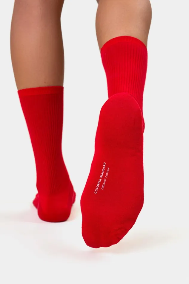 Women Socks Colorful Standard Women Classic Organic Sock Scarlet Red