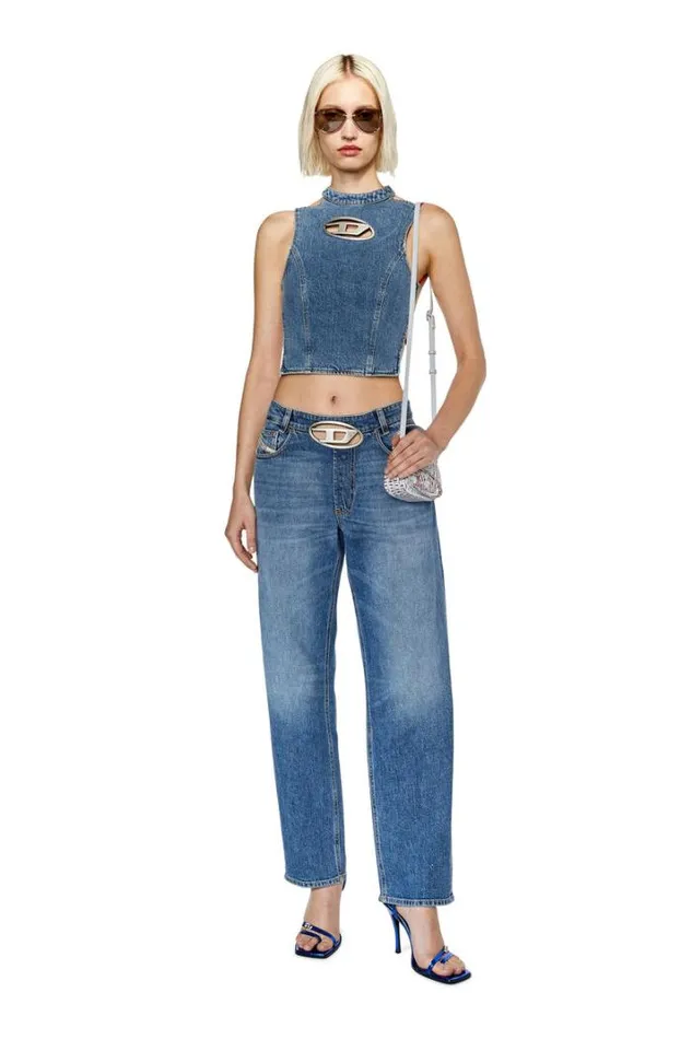 Women Straight Jeans DArk 0lici Medium Blue Diesel Straight