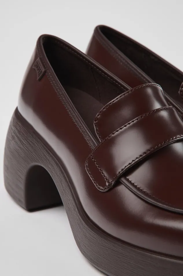 Women Thelma Burgundy Leather Shoes Camper Formal Shoes