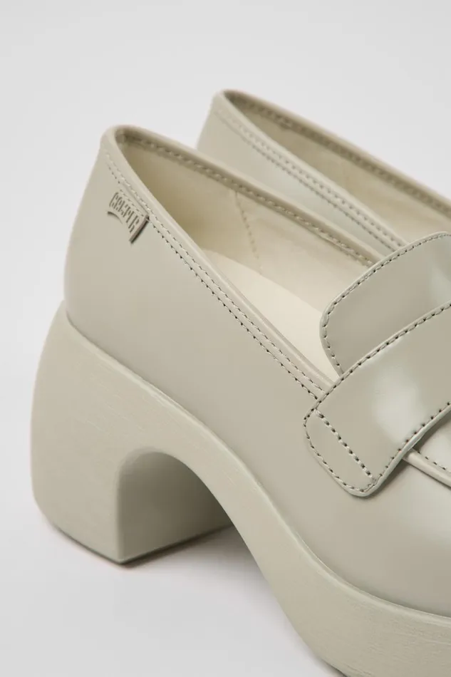 Women Thelma Gray Leather Shoes Camper Formal Shoes