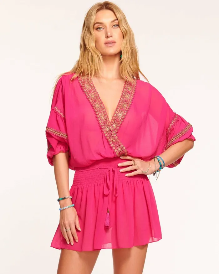 Women Tiffany Coverup Mini Dress Perfect Pink Ramy Brook Swimwear
