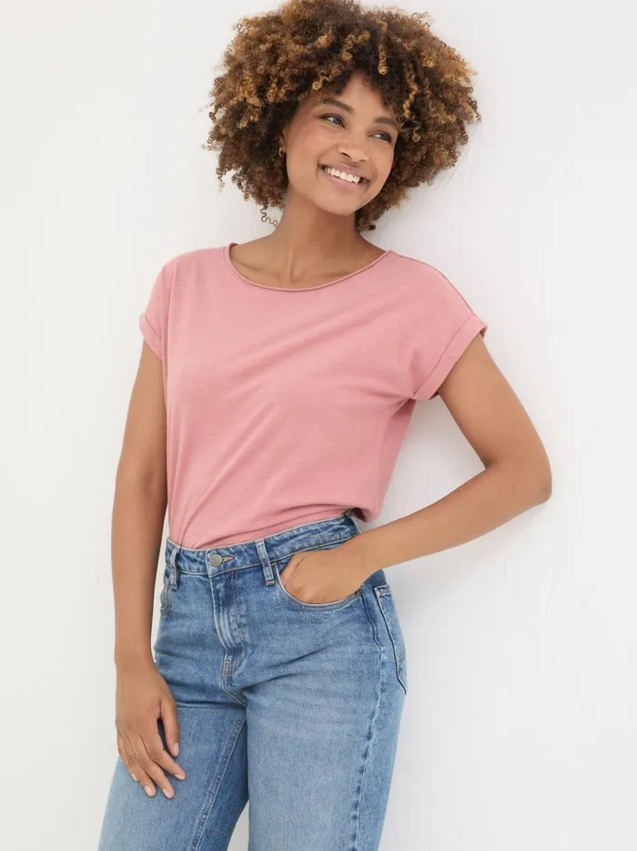 Women Tops and TShirts Fat Face Ivy Organic Cotton Blush Pink TShirt