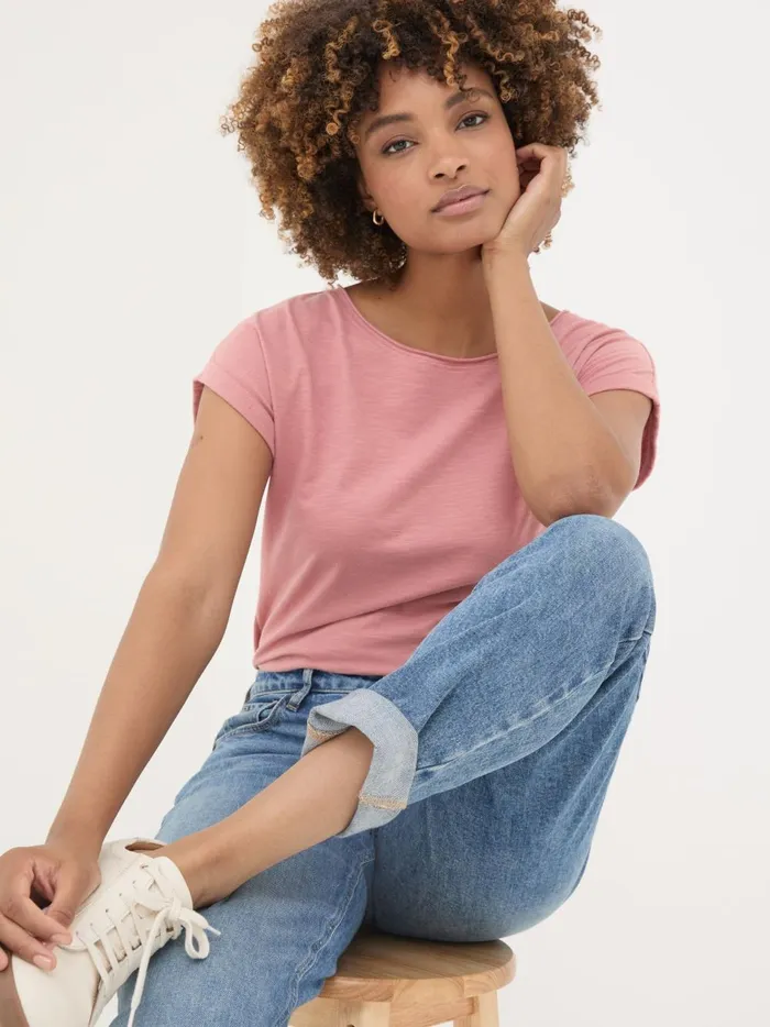 Women Tops and TShirts Fat Face Ivy Organic Cotton Blush Pink TShirt
