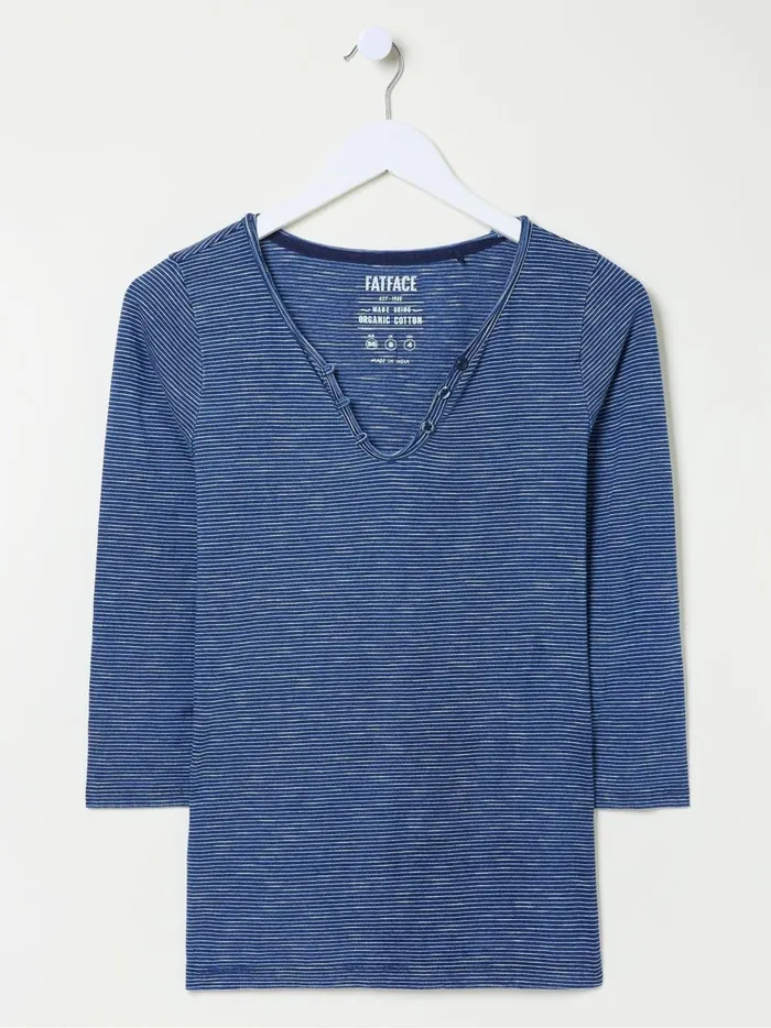 Women Tops and TShirts Fat Face Porter Blue Stripe TShirt