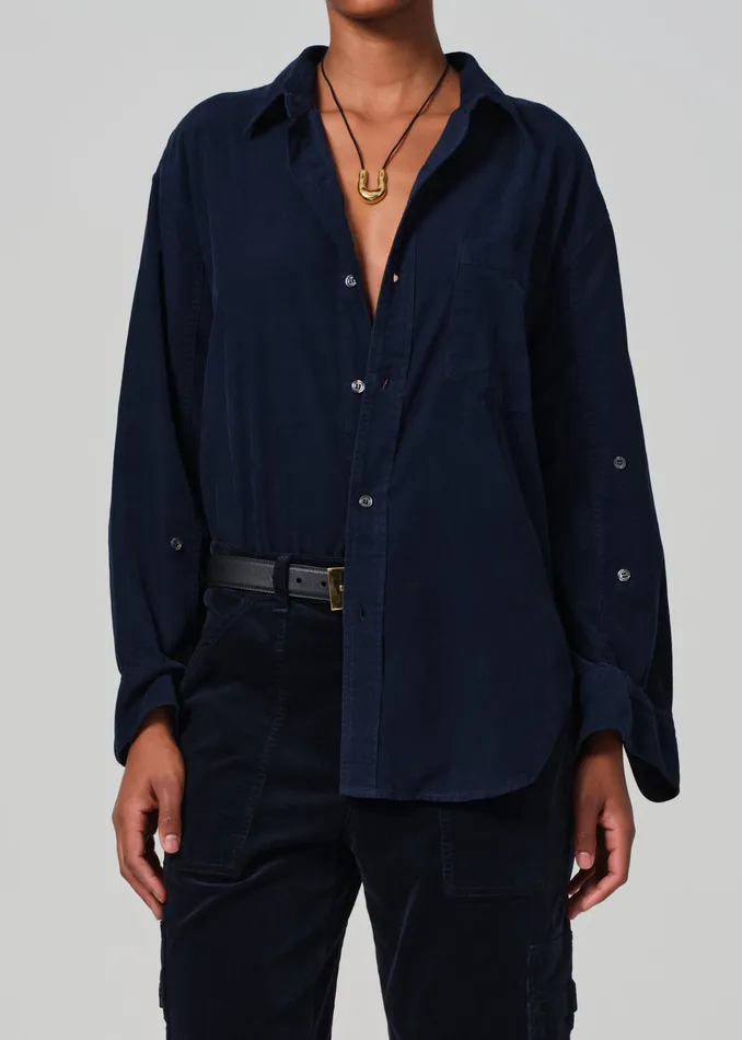 Women Tops Citizens Of Humanity Kayla Shirt Corduroy In Navy