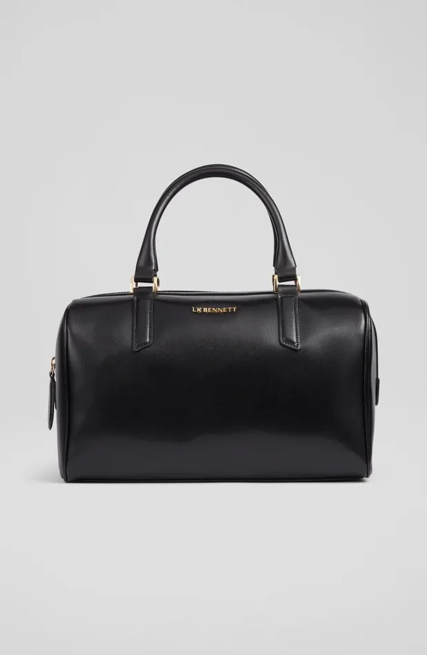 Women Tote Bags LKBennett Fleur Black Leather Bowling Bag