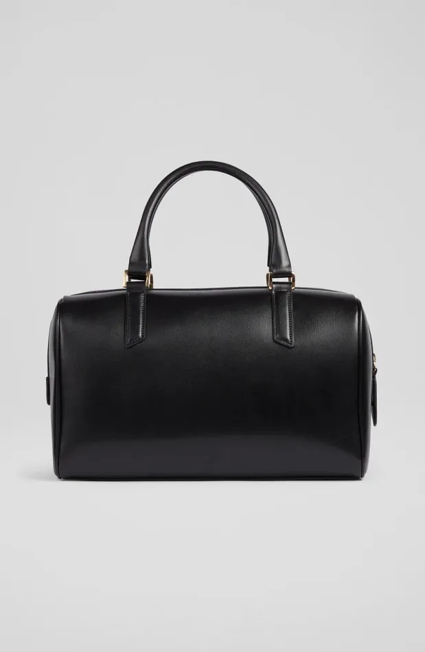 Women Tote Bags LKBennett Fleur Black Leather Bowling Bag Women Tote Bags LKBennett Fleur Black Leather Bowling Bag